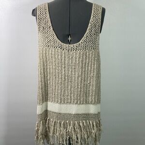 Lane Bryant Vest Women Size 14/16 Sweater Fringe Vest Pull Over Round Neck Line